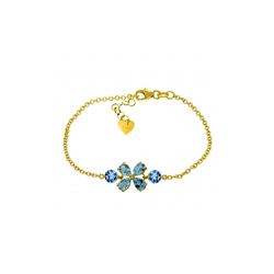 Genuine 3.15 ctw Blue Topaz Bracelet 14KT Yellow Gold - REF-56H4X