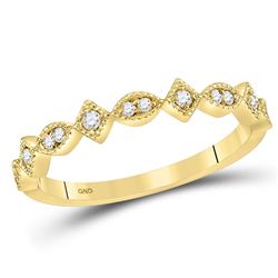 Womens Round Diamond Geometric Stackable Band Ring 1/8 Cttw 14kt Yellow Gold - REF-18K5Y