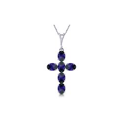 Genuine 1.50 ctw Sapphire Necklace 14KT White Gold - REF-36Y5F