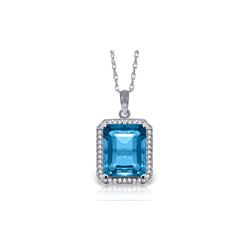 Genuine 7.8 ctw Blue Topaz & Diamond Necklace 14KT White Gold - REF-72N8R