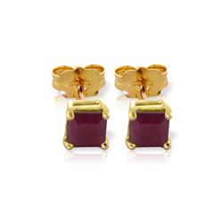 Genuine 0.80 ctw Ruby Earrings 14KT Yellow Gold - REF-20V7W