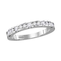 Womens Round Diamond Wedding Band Ring 1/2 Cttw 14kt White Gold - REF-43X5A