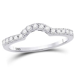 Womens Round Diamond Curved Wedding Band Ring 1/4 Cttw 14kt White Gold - REF-27Y5N