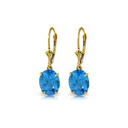 Genuine 6.25 ctw Blue Topaz Earrings 14KT Yellow Gold - REF-41X2M