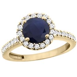 1.43 CTW Blue Sapphire & Diamond Ring 14K Yellow Gold - REF-116R2H