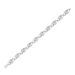 Womens Round Diamond Infinity Heart Bracelet 1/6 Cttw 10kt White Gold - REF-43R5X