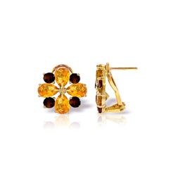 Genuine 4.85 ctw Citrine & Garnet Earrings 14KT Yellow Gold - REF-58K4V