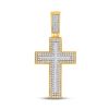 Image 1 : Mens Baguette Diamond Cross Charm Pendant 1-1/2 Cttw 10kt Yellow Gold - REF-65R5X