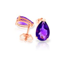 Genuine 3.15 ctw Amethyst Earrings 14KT Rose Gold - REF-21N2R