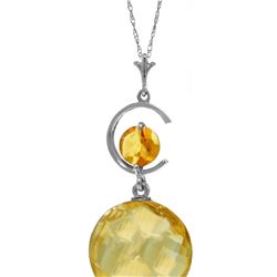 Genuine 5.8 ctw Citrine Necklace 14KT White Gold - REF-25F9Z