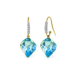 Genuine 27.98 ctw Blue Topaz & Diamond Earrings 14KT Yellow Gold - REF-92F8Z