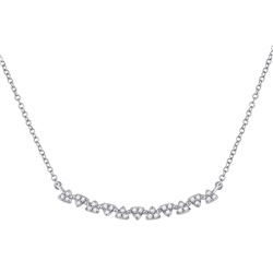 Womens Round Diamond Curved Bar Necklace 1/6 Cttw 14kt White Gold - REF-24R9X