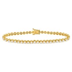 Womens Round Diamond Classic Tennis Bracelet 4 Cttw 14kt Yellow Gold - REF-214H9R