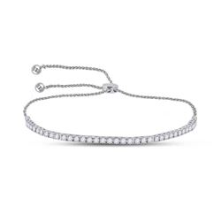 Womens Round Diamond Bolo Bracelet 2 Cttw 14kt White Gold - REF-148M9H