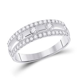 Womens Round Diamond Anniversary Ring 1/2 Cttw 10kt White Gold - REF-30X5A