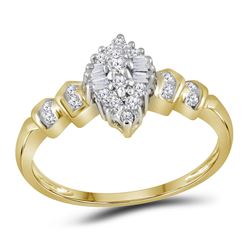 Womens Round Diamond Marquise-shape Cluster Ring 1/4 Cttw 10kt Yellow Gold - REF-12X9A