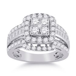 Round Diamond Bridal Wedding Ring Band Set 1-3/4 Cttw 14kt White Gold - REF-120M5H