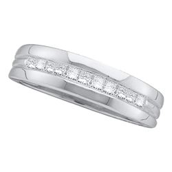 Mens Princess Diamond Wedding Band Ring 1 Cttw 14kt White Gold - REF-89M5H