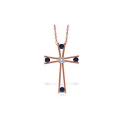 Genuine 0.53 ctw Sapphire & Diamond Necklace 14KT Rose Gold - REF-79T4A
