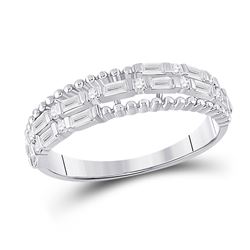 Womens Baguette Diamond Fashion Band Ring 3/8 Cttw 14kt White Gold - REF-38X9A