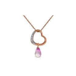 Genuine 2.28 ctw Pink Topaz & Diamond Necklace 14KT Rose Gold - REF-40T7A