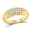 Image 1 : Mens Round Diamond Wedding Band Ring 3/8 Cttw 10kt Yellow Gold - REF-32M5H
