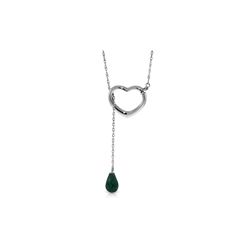 Genuine 3.3 ctw Emerald Necklace 14KT White Gold - REF-37F4Z