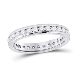 Womens Round Diamond Eternity Wedding Band 1 Cttw 14kt White Gold - REF-85X9A