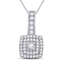 Womens Round Diamond Square Pendant 1/3 Cttw 10kt White Gold - REF-18K5Y