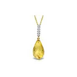 Genuine 5.08 ctw Citrine & Diamond Necklace 14KT Yellow Gold - REF-29K2V