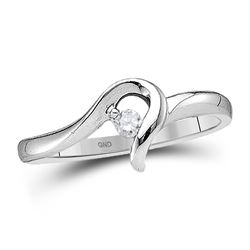 Womens Round Diamond Solitaire Promise Ring 1/20 Cttw 10kt White Gold - REF-10K9Y