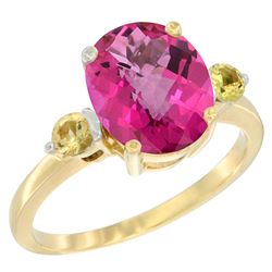 2.64 CTW Pink Topaz & Yellow Sapphire Ring 10K Yellow Gold - REF-24A5X