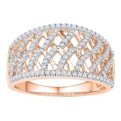 Womens Round Diamond Lattice Fashion Ring 1/2 Cttw 10kt Rose Gold - REF-30K5Y