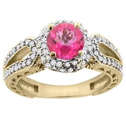 1.50 CTW Pink Topaz & Diamond Ring 14K Yellow Gold - REF-86F9N