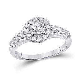 Round Diamond Solitaire Bridal Wedding Engagement Ring 1 Cttw 14kt White Gold - REF-164N5F