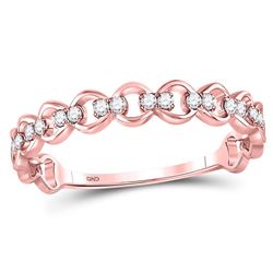 Womens Round Diamond Link Stackable Band Ring 1/8 Cttw 10kt Rose Gold - REF-14R5X