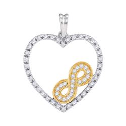 Womens Round Diamond Nested Infinity Heart Pendant 1/4 Cttw 10kt Two-tone Gold - REF-16M9H