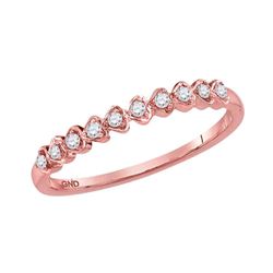 Womens Round Diamond Heart Stackable Band Ring 1/10 Cttw 14kt Rose Gold - REF-10R5X