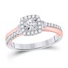 Image 1 : Round Diamond Halo Bridal Wedding Engagement Ring 1/2 Cttw 10kt Two-tone Gold - REF-42H5R