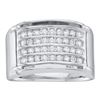 Image 1 : Mens Round Diamond 4-Row Band Ring 1/2 Cttw 10kt White Gold - REF-37F9W