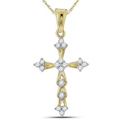 Womens Round Diamond Flared Cross Pendant 1/5 Cttw 10kt Yellow Gold - REF-12N9F