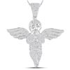 Image 1 : Mens Round Diamond Angel Cherub Charm Pendant 1-1/2 Cttw 10kt White Gold - REF-93N9F