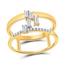 Womens Baguette Diamond Negative Space Fashion Ring 1/5 Cttw 14kt Yellow Gold - REF-32R5X