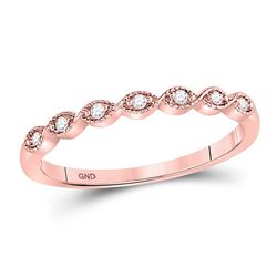 Womens Round Diamond Stackable Band Ring 1/20 Cttw 14kt Rose Gold - REF-12M9H