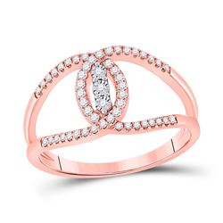 Womens Round Diamond Fashion 3-stone Ring 1/5 Cttw 14kt Rose Gold - REF-21H9R