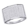 Image 1 : Mens Round Diamond Faceted Rectangle Cluster Ring 7/8 Cttw 10kt White Gold - REF-65X9A