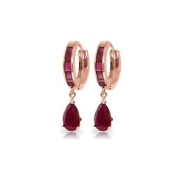 Genuine 4.8 ctw Ruby Earrings 14KT Rose Gold - REF-71T5A