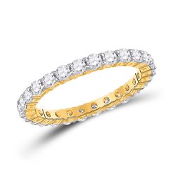 Womens Round Diamond Eternity Wedding Band 1-1/2 Cttw Size 8 14kt Yellow Gold - REF-83R5X