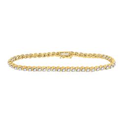 Womens Round Diamond Tennis Bracelet 2 Cttw 10kt Two-tone Gold - REF-109R5X