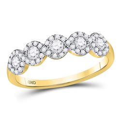 Womens Round Diamond 5-stone Ring 1/2 Cttw 14kt Yellow Gold - REF-40X9A